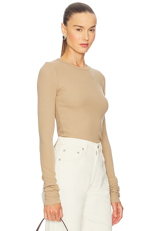 Eterne Long Sleeve Fitted Top in Taupe. Size XL. Also