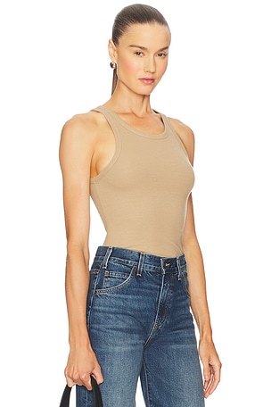 Eterne High Neck Fitted Tank in Taupe