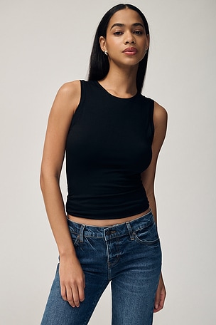 Sleeveless Crewneck Soft Jersey Top Eterne