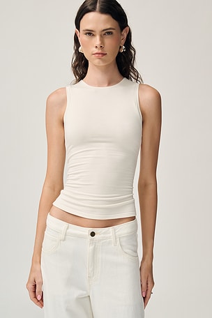 Sleeveless Crewneck Soft Jersey Top Eterne
