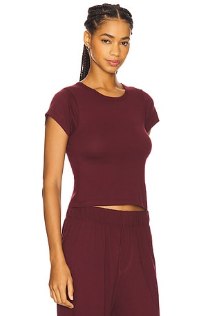 Eterne Short Sleeve Cotton Modal Baby Tee in Wine