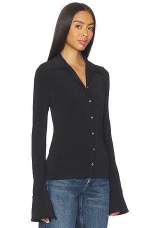 Eterne Charlie Matte Jersey Top in Black