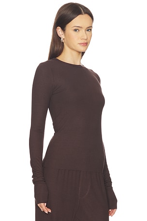 Eterne Long Sleeve Fitted Top in Chocolate