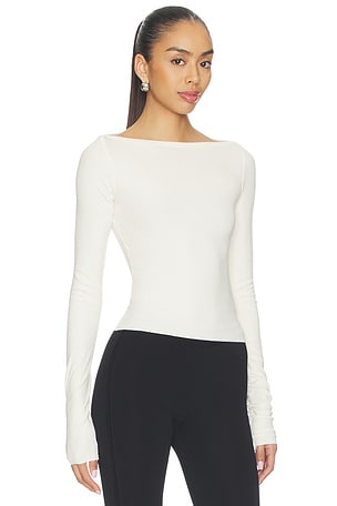 Eterne Long Sleeve Boatneck Top in Cream