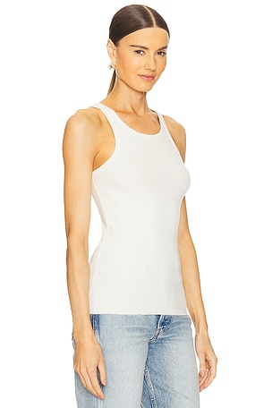Eterne High Neck Fitted Tank Top in Cream