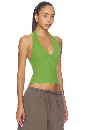 Eterne Cropped Halter Top in Green