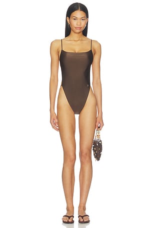 Eterne Brooks One Piece Swimsuit in Brown. Size S. Also