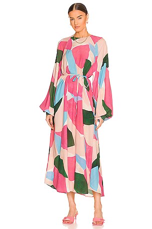 essentiel antwerp pink maxi dress Essentiel Antwerp V-neck Maxi Dress