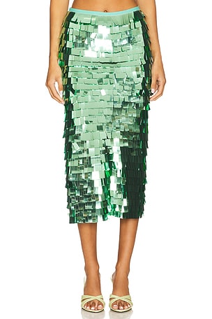 Essentiel Antwerp Ihoed Sequin Pencil Skirt in Green