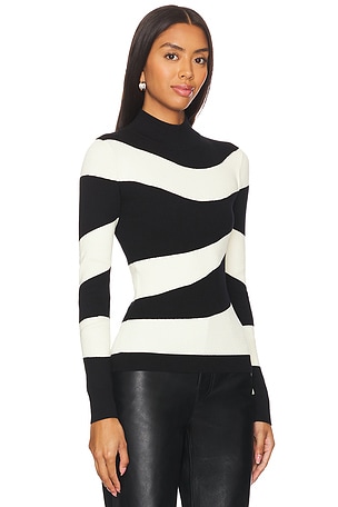 Essentiel Antwerp Goose Wavy Knit Top in Black,Ivory