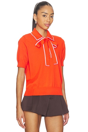 Essentiel Antwerp Jojoba Polo With Bow in Orange