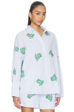 Essentiel Antwerp Jalinki Embroidered Shirt in White,Blue