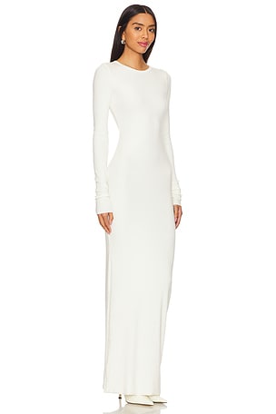 Eterne Long Sleeve Crewneck Maxi Dress in Cream