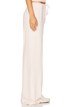 Eterne Drawstring Lightweight French Terry Wide Leg Sweatpant in Pink