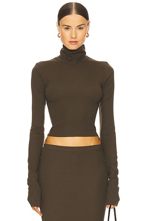 Cropped Fitted Turtleneck Top Eterne