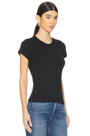 Eterne Fitted Crewneck Short Sleeve Top in Black