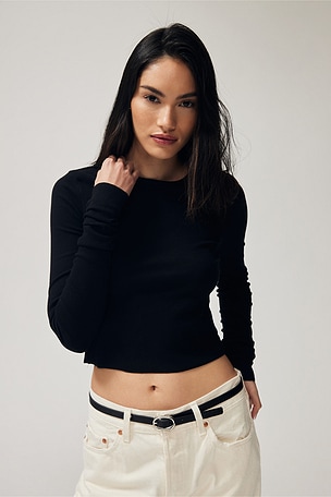 Cropped Long Sleeve Fitted Top Eterne