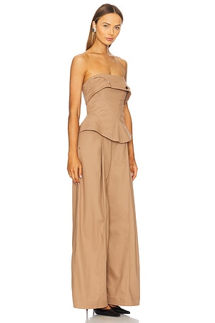 ET OCHS Jordan Corset Bustier Jumpsuit in Beige
