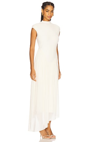 ET OCHS Francis Knit Combo Midi Dress in Ivory