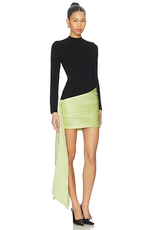 ET OCHS Simone Knit Combo Dress in Black,Green