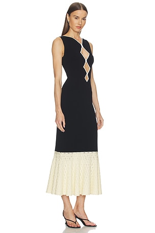 ET OCHS Maude Knit Midi Dress in Black,Ivory