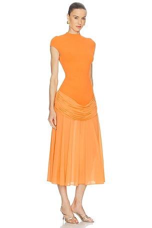 ET OCHS Nola Knit Combo Dress in Tangerine