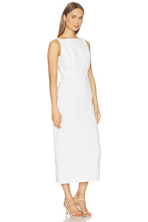 ET OCHS Farley Denim Midi Dress in White