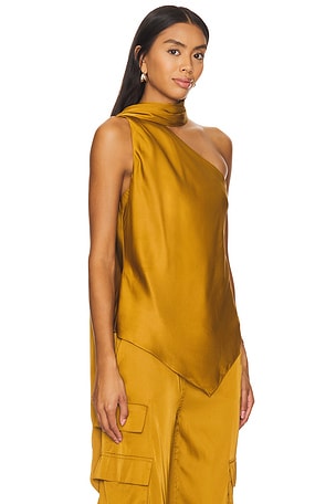 ET OCHS Isadora Tie Neck Top in Mustard