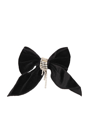 Velvet Bow Crystal Chain Hair Clip Ettika