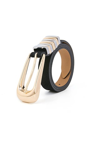 Ettika Metal Core Suede Belt in Black