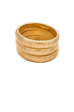 Ettika Flex Snake Chain Stretch Bracelet Set in Metallic Gold