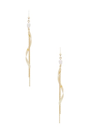 Twisted Gold Freshwater Pearl Dangle Earrings Ettika