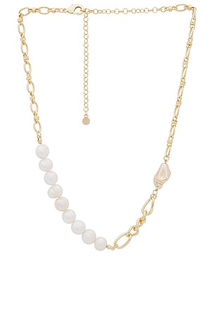 Mixed Gold Chain And Freshwater Pearl Necklace Ettika