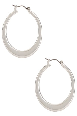Ettika Large Flat Open Hoop Earrings in Metallic Silver