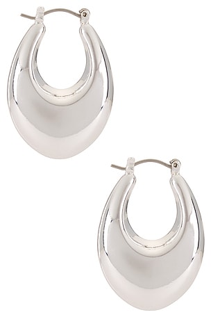 Ettika Open Teardrop Hoop Earrings in Metallic Silver