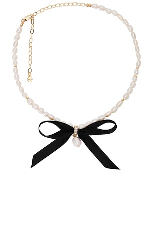 Velvet Bow Statement Pearl Choker Ettika