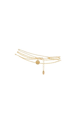 Ettika Crystal Dipped Gold Chain Anklet in Metallic Gold