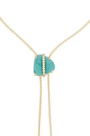 Ettika Turquoise Bolo Lariat Necklace in Metallic Gold