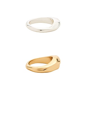 Ettika Melted Muse Ring Set in Metallic Silver