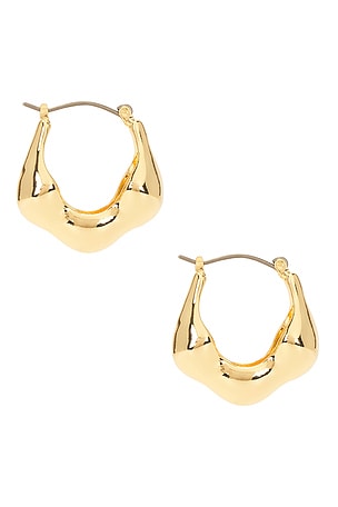 Ettika Molten Metal Hoop Earrings in Metallic Gold
