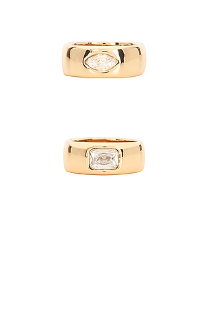 Ettika Crystal Stack Ring Set in Metallic Gold