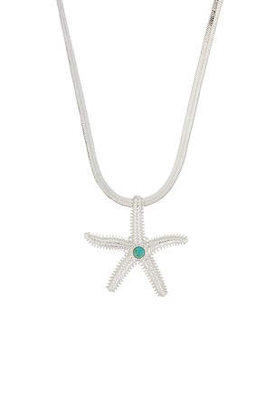 Ettika Mermaid Cove Starfish Pendant Necklace in Metallic Silver