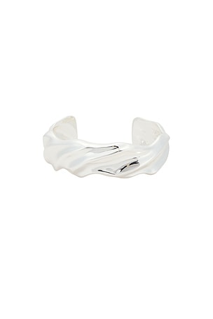 Ettika Lustrous Wave Cuff in Metallic Silver
