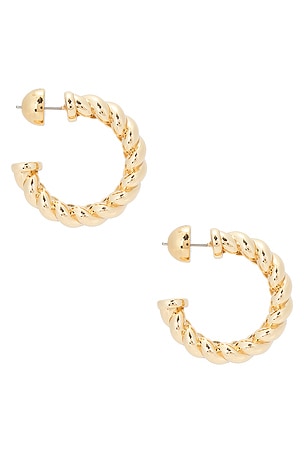 Ettika Modern Ribbed Hoops in Metallic Gold