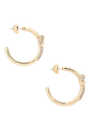 Ettika Pave Love Knot Hoops in Metallic Gold