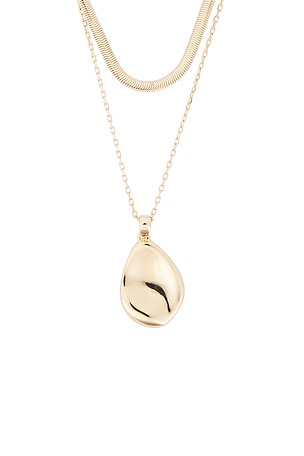 Ettika Layered Teardrop Pendant in Metallic Gold