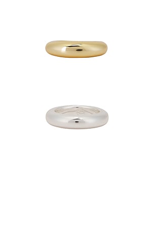 Ettika Modern Dome Ring Set in Metallic Gold, Metallic Silver