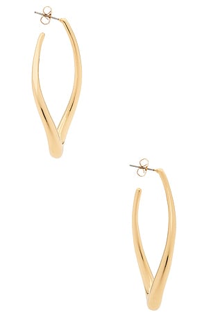 Ettika Oblong Abstract Hoop Earrings in Metallic Gold