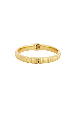 Ettika Ribbed Stacking Bangle Bracelet in Metallic Gold