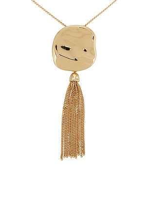 Ettika Molten Metal Tassel Necklace in Metallic Gold
